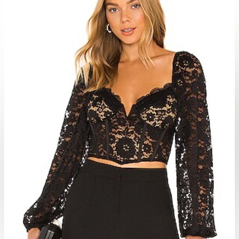 NWT V. Chapman Delphine Black Top Lace Blouse Size 0